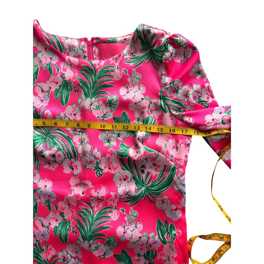 Lilly Pulitzer Pink Floral Romper Skort Bow Sleeve Size 4 Resort Spring - Picture 8 of 9